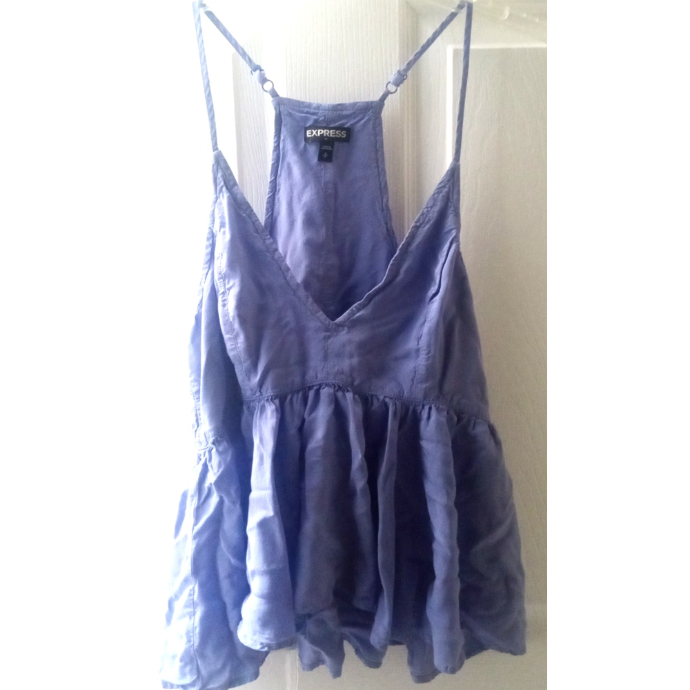 Express Womens Babydoll Tank Top Sz S Y2K Coquette Fairy Side-Zip Boho Hippie